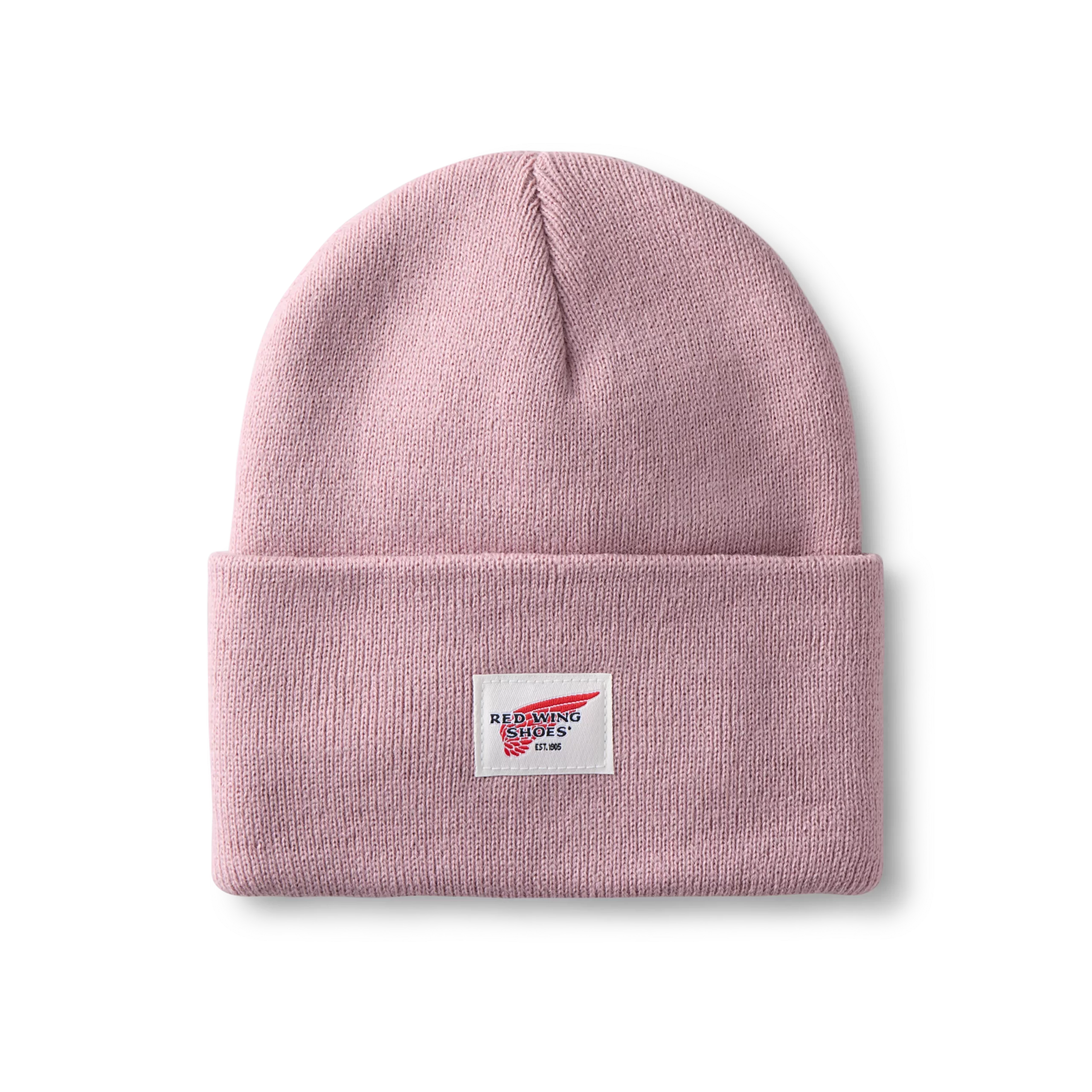 Logo Knit Beanie Hat Unisex Cuffed Beanie Hat in Pale Rose