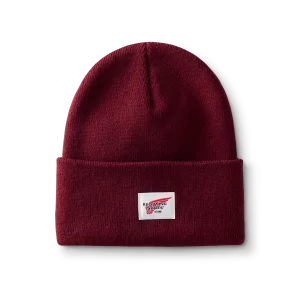 Logo Knit Beanie Hat  Unisex Knit Watch Hat in Burgundy