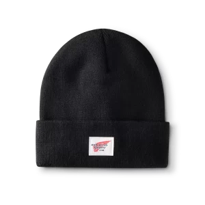 Logo Knit Beanie Hat  Unisex Knit Watch Hat in Black